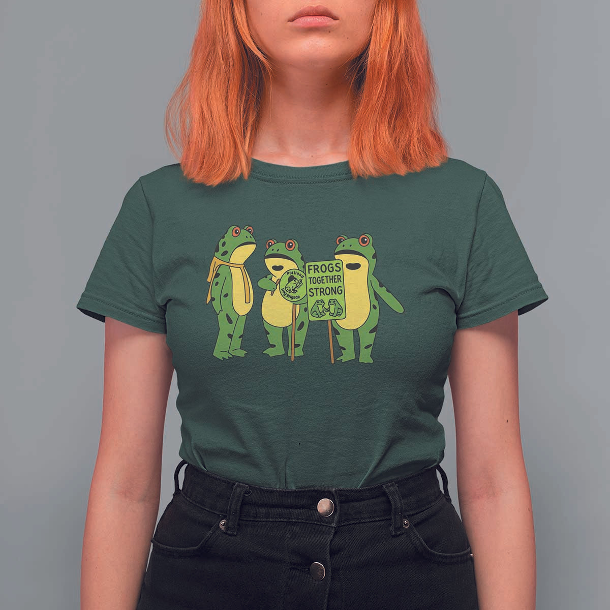 Frogs Together Strong T Shirt For Women Portland Frog Resist Protest - Wonder Print Shop