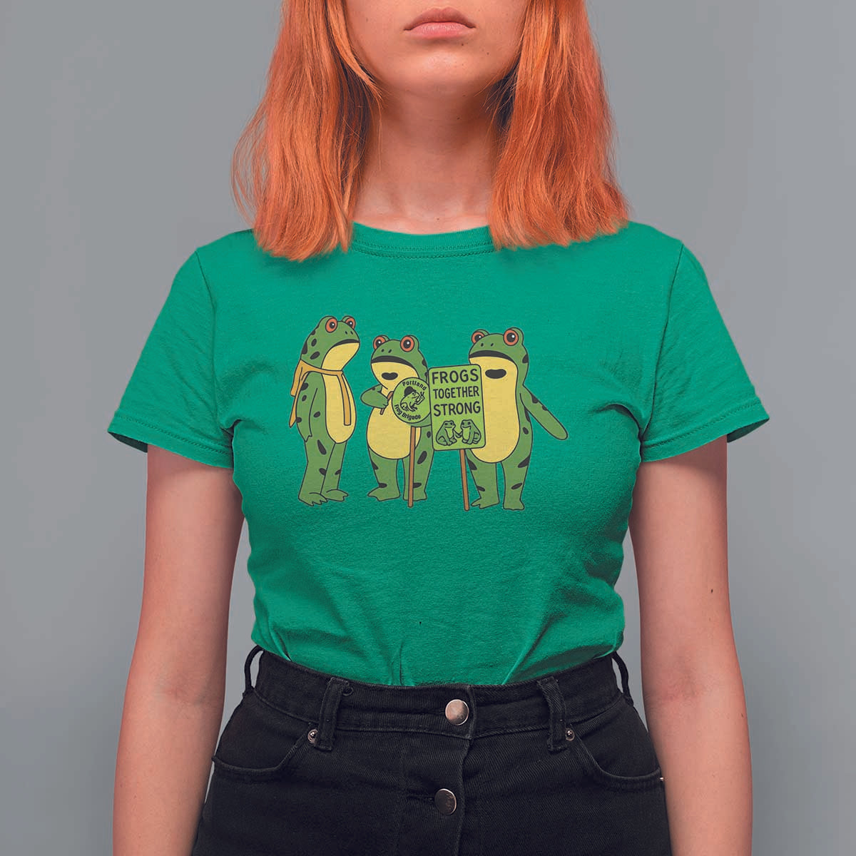 Frogs Together Strong T Shirt For Women Portland Frog Resist Protest - Wonder Print Shop