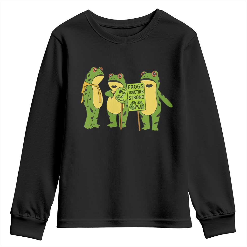 Frogs Together Strong Youth Sweatshirt Portland Frog Resist Protest - Wonder Print Shop
