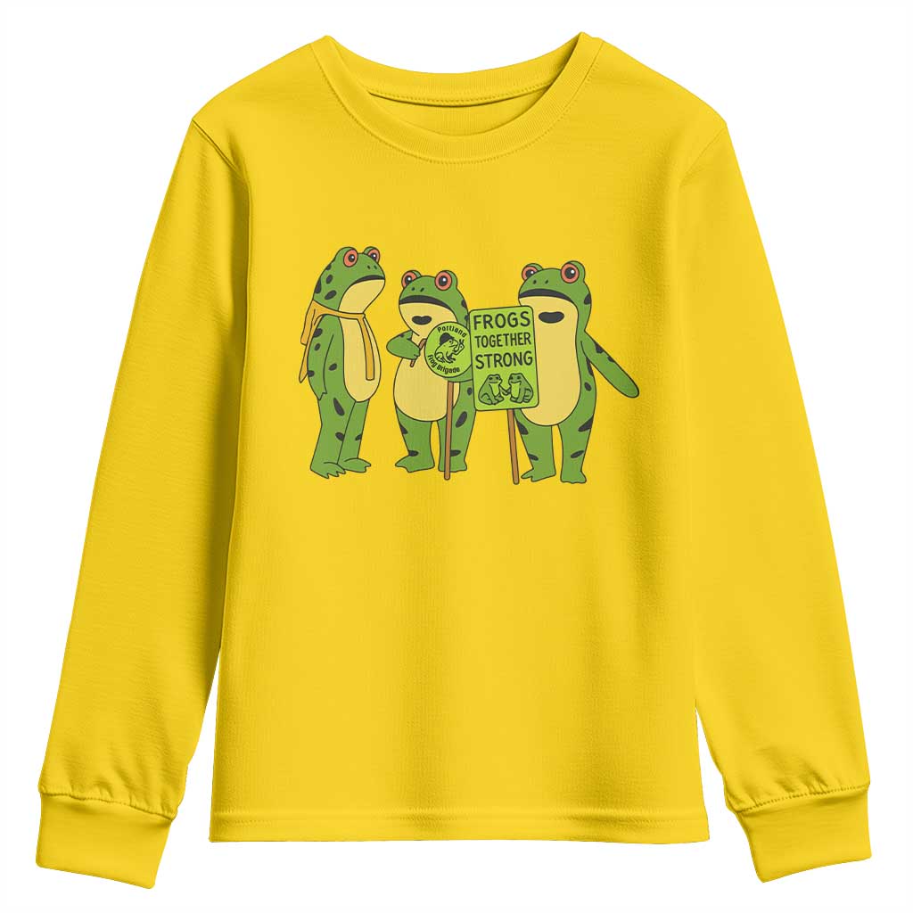 Frogs Together Strong Youth Sweatshirt Portland Frog Resist Protest - Wonder Print Shop