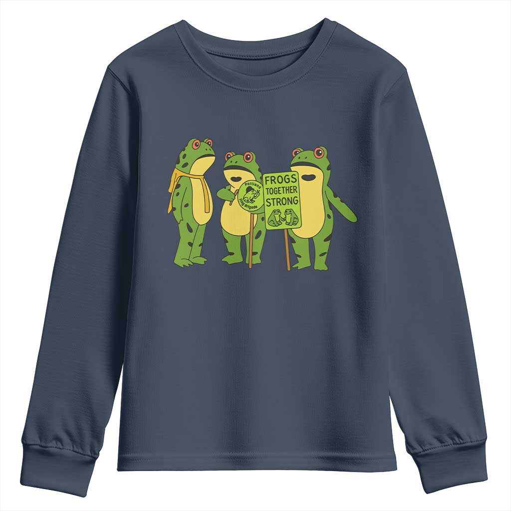Frogs Together Strong Youth Sweatshirt Portland Frog Resist Protest - Wonder Print Shop