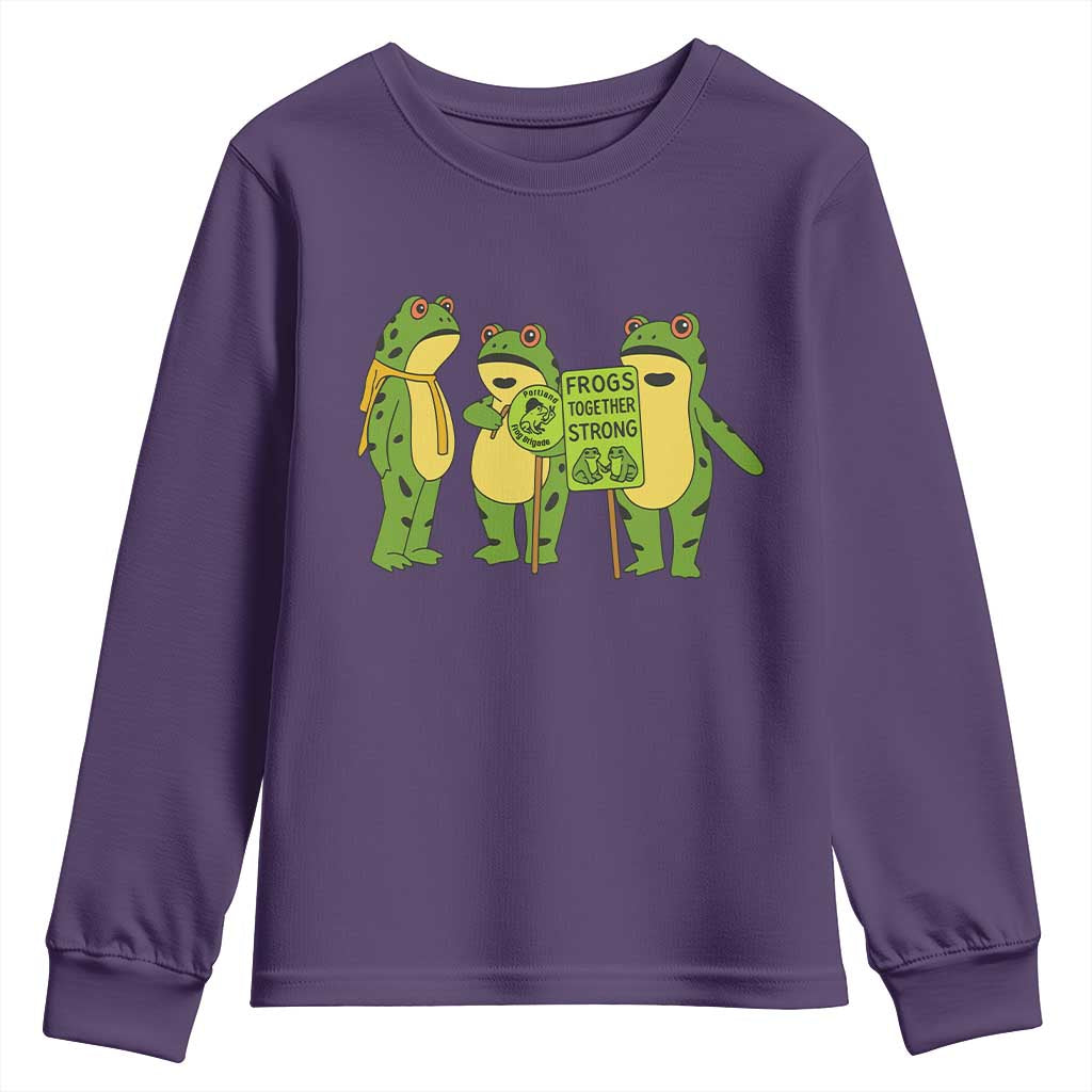 Frogs Together Strong Youth Sweatshirt Portland Frog Resist Protest - Wonder Print Shop
