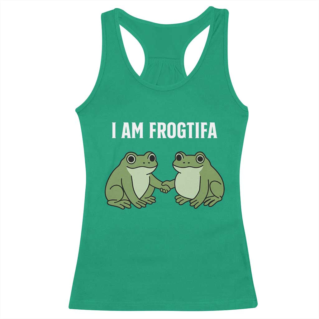 I Am Frogtifa Racerback Tank Top Portland Frog Resist Protest Handshake Frogs - Wonder Print Shop