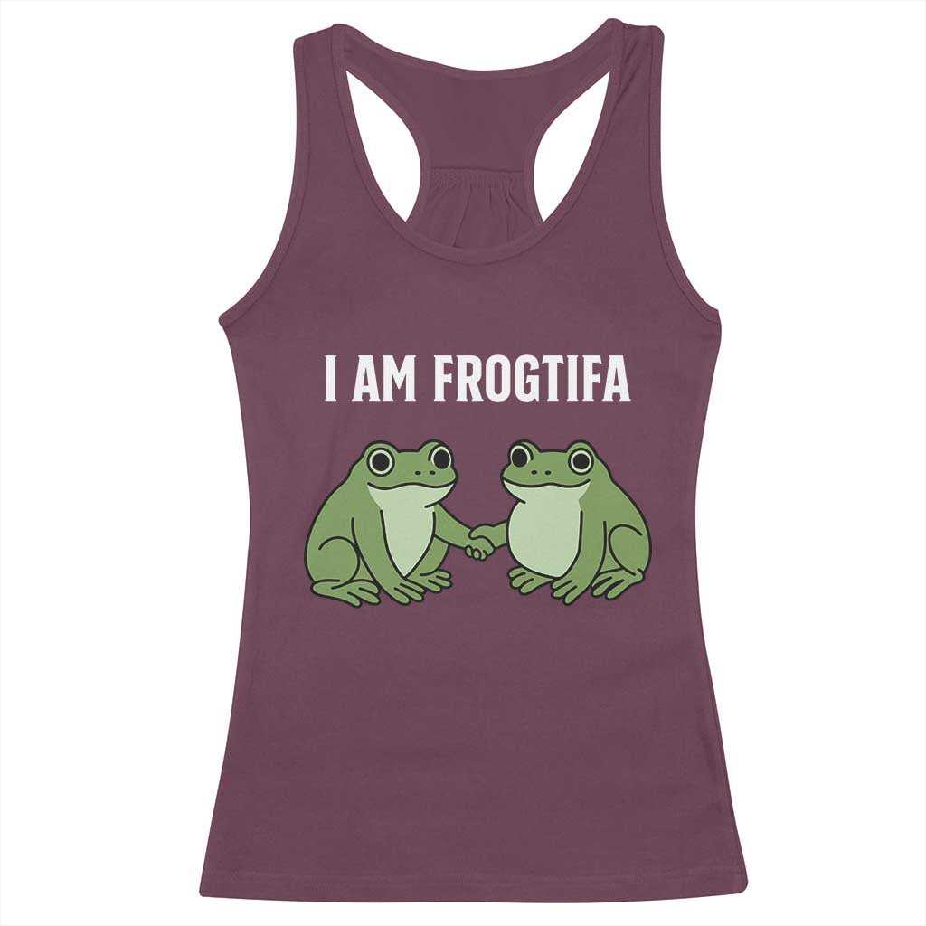 I Am Frogtifa Racerback Tank Top Portland Frog Resist Protest Handshake Frogs - Wonder Print Shop