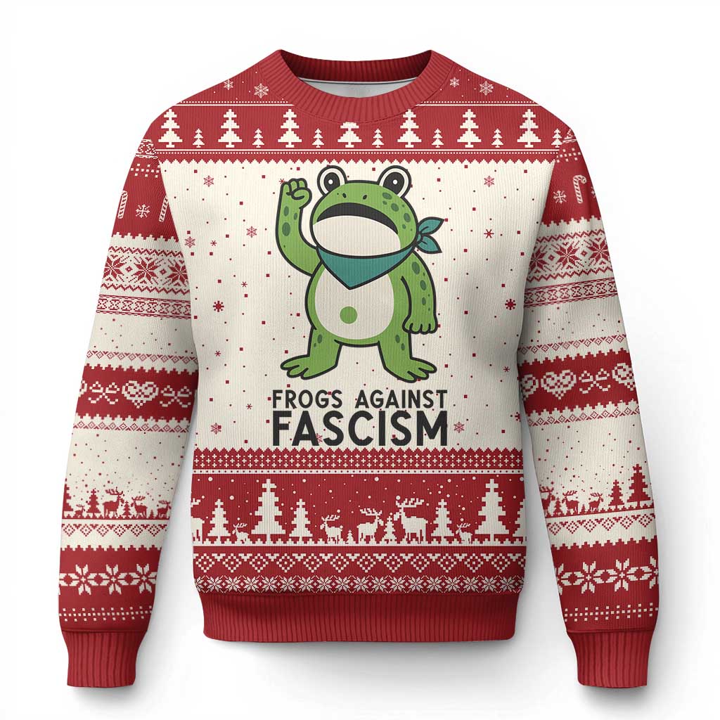 Frogs Against Fascism Ugly Christmas Sweater Portland Resist Protest Antifascist - Wonder Print Shop