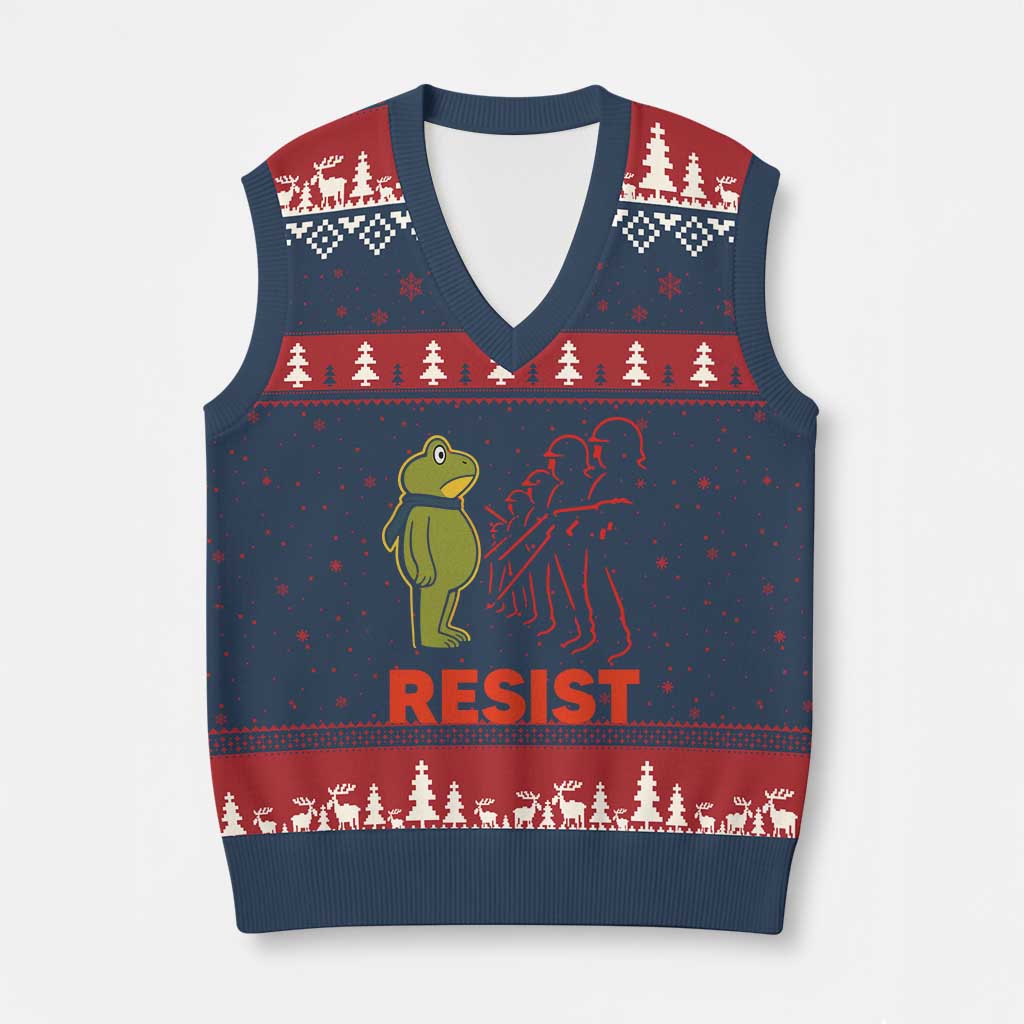 Frog Resist V-Neck Knit Sweater Vest Free Portland Political Satire - Wonder Print Shop