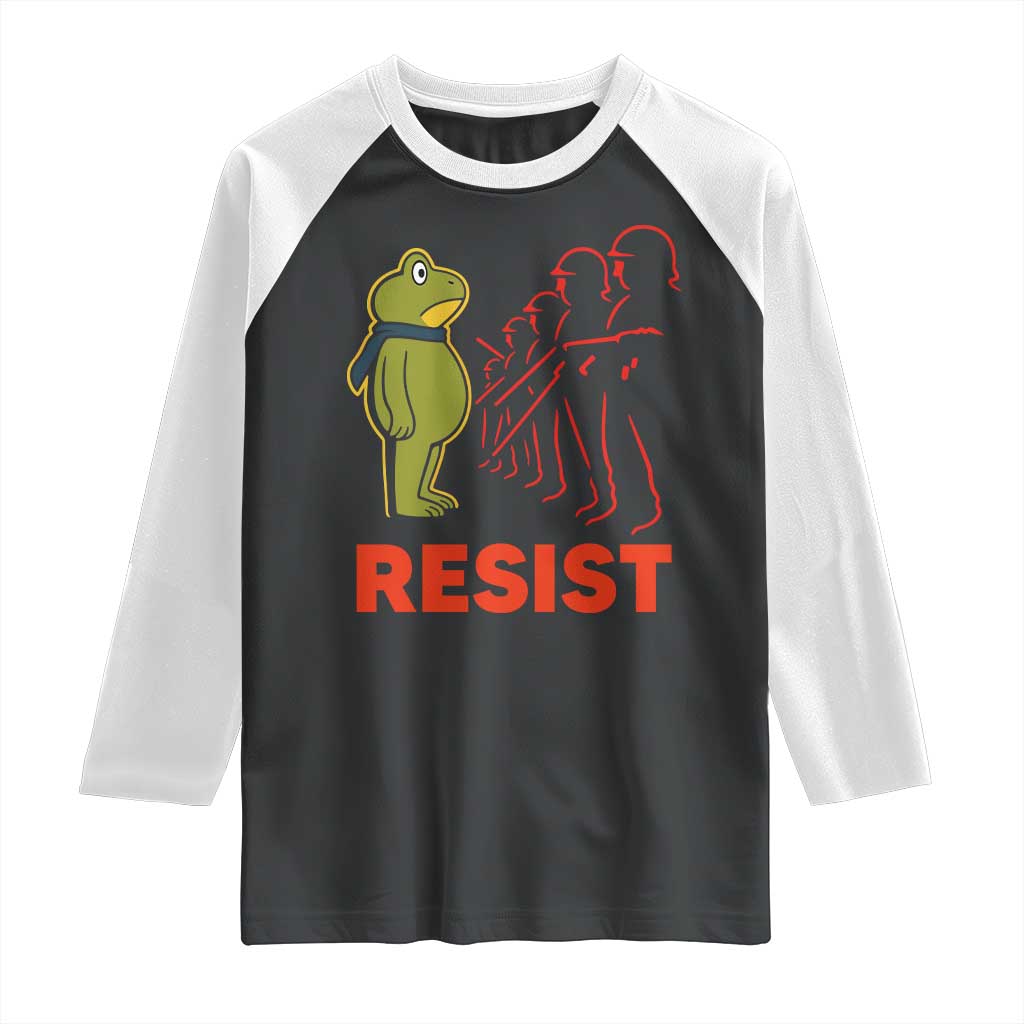 Frog Resist Raglan Shirt Free Portland Political Satire - Wonder Print Shop