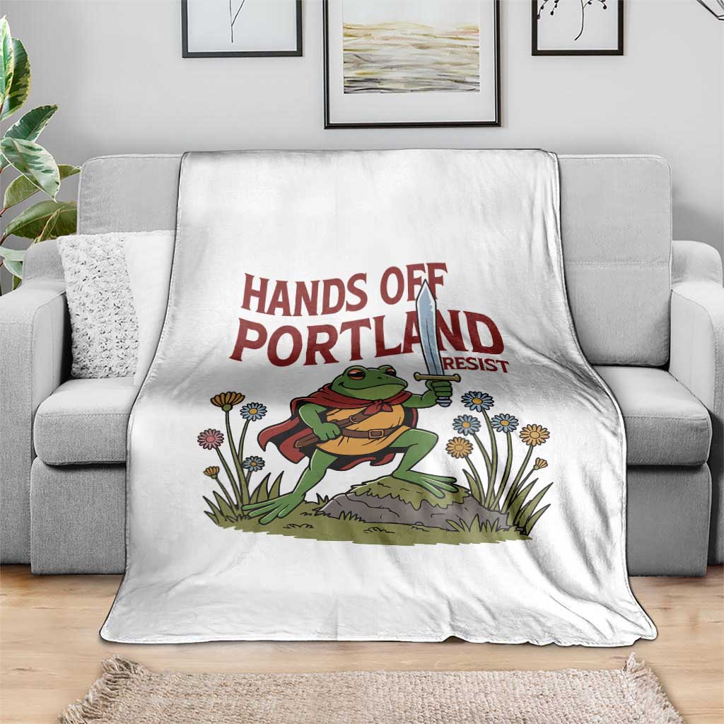 Hands Off Portland Sword Frog Throw Blanket Freedom Fighters Hero Resist - Wonder Print Shop