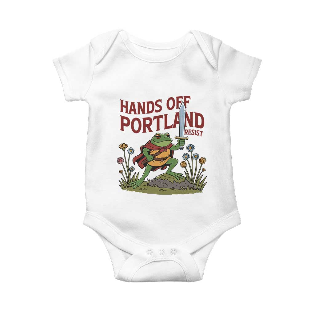 Hands Off Portland Sword Frog Baby Onesie Freedom Fighters Hero Resist - Wonder Print Shop