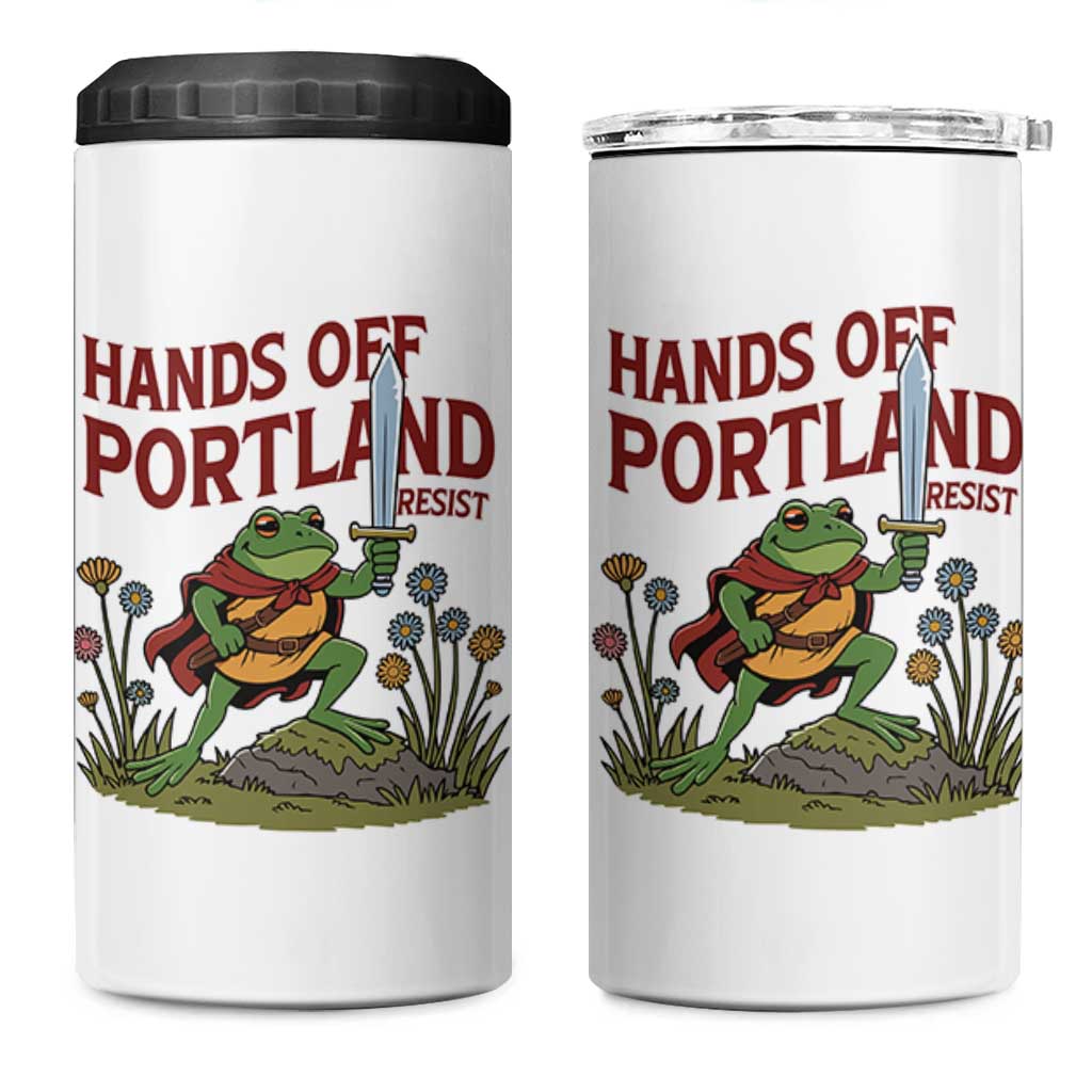 Hands Off Portland Sword Frog 4 in 1 Can Cooler Tumbler Freedom Fighters Hero Resist - Wonder Print Shop