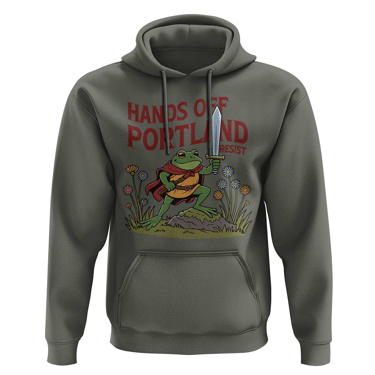 Hands Off Portland Sword Frog Hoodie Freedom Fighters Hero Resist - Wonder Print Shop
