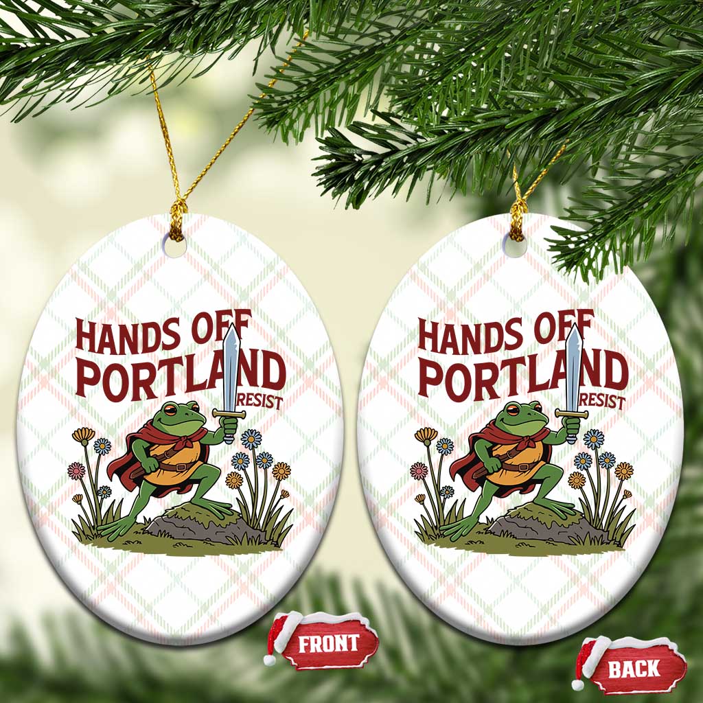 Hands Off Portland Sword Frog Ceramic Ornament Freedom Fighters Hero Resist - Wonder Print Shop