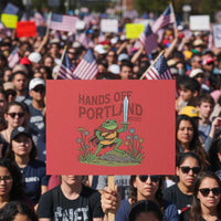 Hands Off Portland Sword Frog Protest Sign Freedom Fighters Hero Resist - Wonder Print Shop