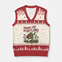 Hands Off Portland Sword Frog V-Neck Knit Sweater Vest Freedom Fighters Hero Resist - Wonder Print Shop