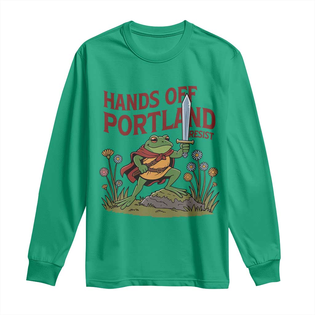 Hands Off Portland Sword Frog Long Sleeve Shirt Freedom Fighters Hero Resist - Wonder Print Shop