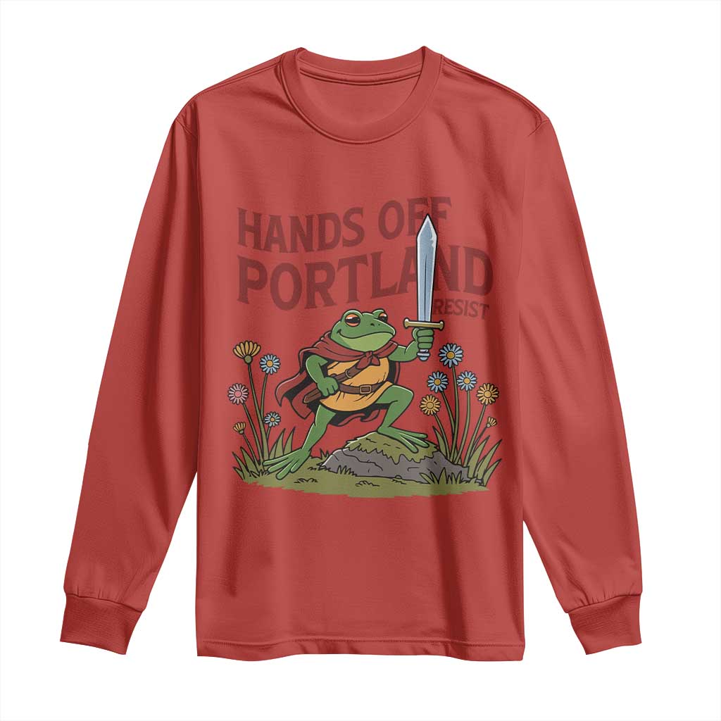 Hands Off Portland Sword Frog Long Sleeve Shirt Freedom Fighters Hero Resist - Wonder Print Shop