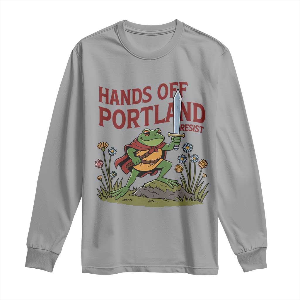 Hands Off Portland Sword Frog Long Sleeve Shirt Freedom Fighters Hero Resist - Wonder Print Shop