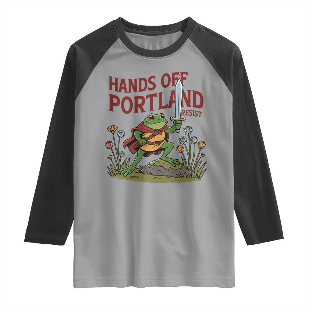 Hands Off Portland Sword Frog Raglan Shirt Freedom Fighters Hero Resist - Wonder Print Shop