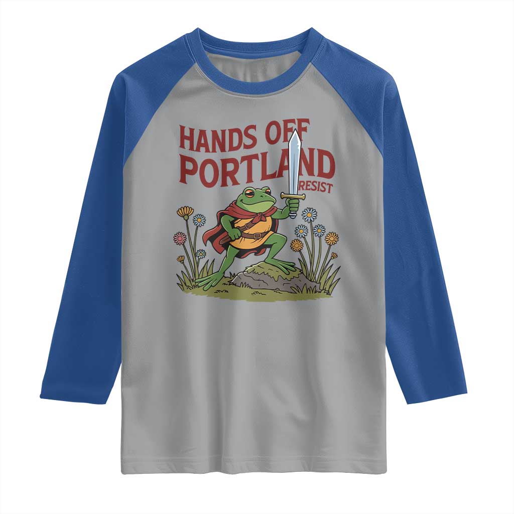 Hands Off Portland Sword Frog Raglan Shirt Freedom Fighters Hero Resist - Wonder Print Shop