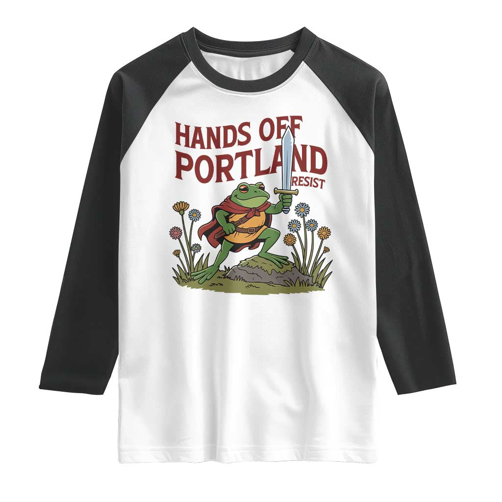 Hands Off Portland Sword Frog Raglan Shirt Freedom Fighters Hero Resist - Wonder Print Shop