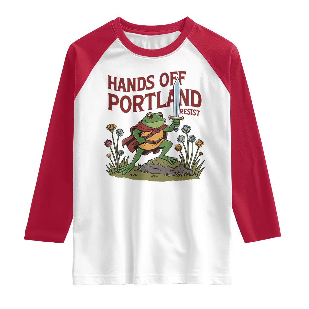 Hands Off Portland Sword Frog Raglan Shirt Freedom Fighters Hero Resist - Wonder Print Shop