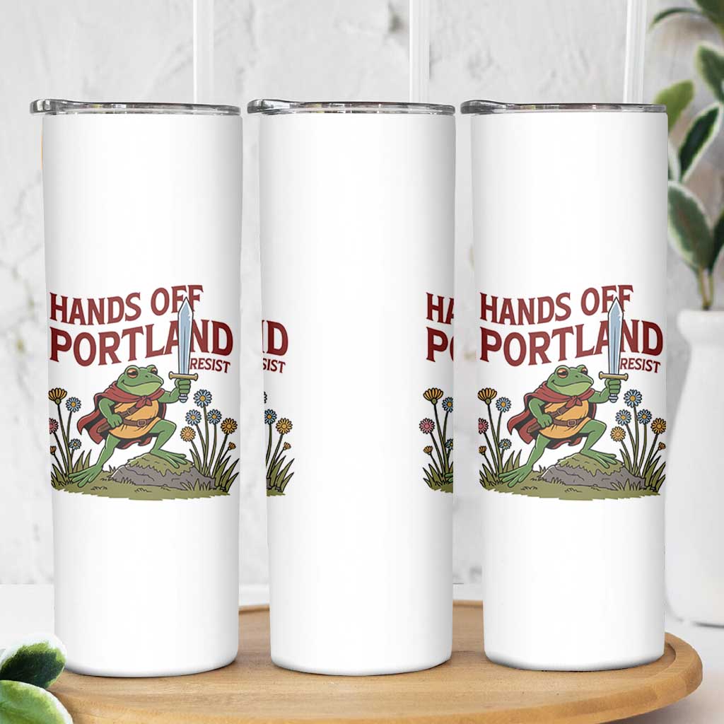 Hands Off Portland Sword Frog Skinny Tumbler Freedom Fighters Hero Resist - Wonder Print Shop