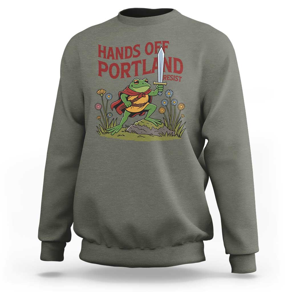Hands Off Portland Sword Frog Sweatshirt Freedom Fighters Hero Resist - Wonder Print Shop