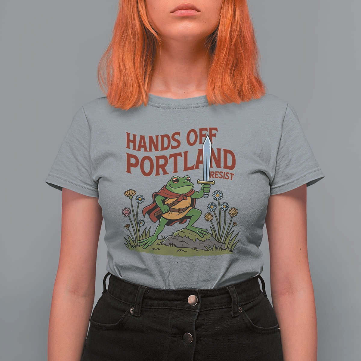 Hands Off Portland Sword Frog T Shirt For Women Freedom Fighters Hero Resist - Wonder Print Shop
