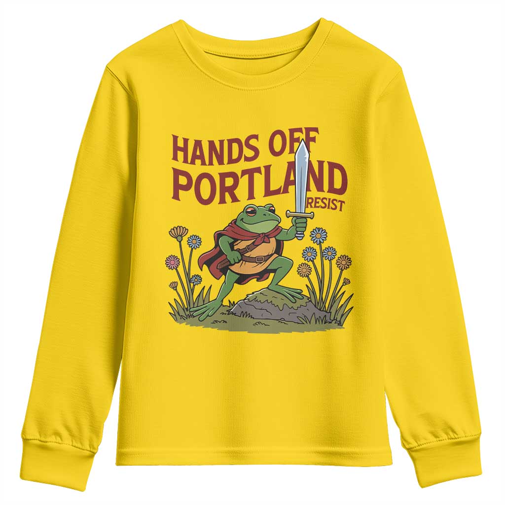 Hands Off Portland Sword Frog Youth Sweatshirt Freedom Fighters Hero Resist - Wonder Print Shop