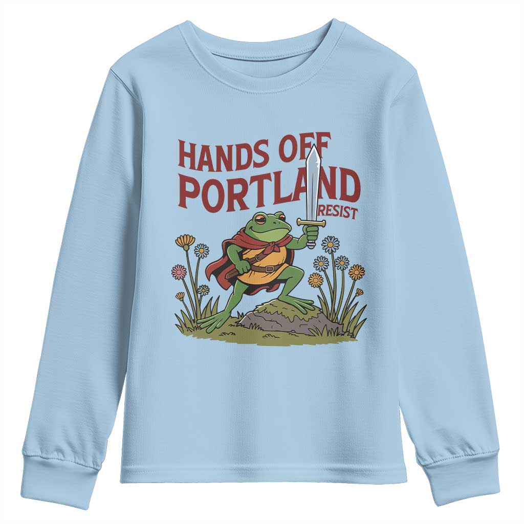 Hands Off Portland Sword Frog Youth Sweatshirt Freedom Fighters Hero Resist - Wonder Print Shop