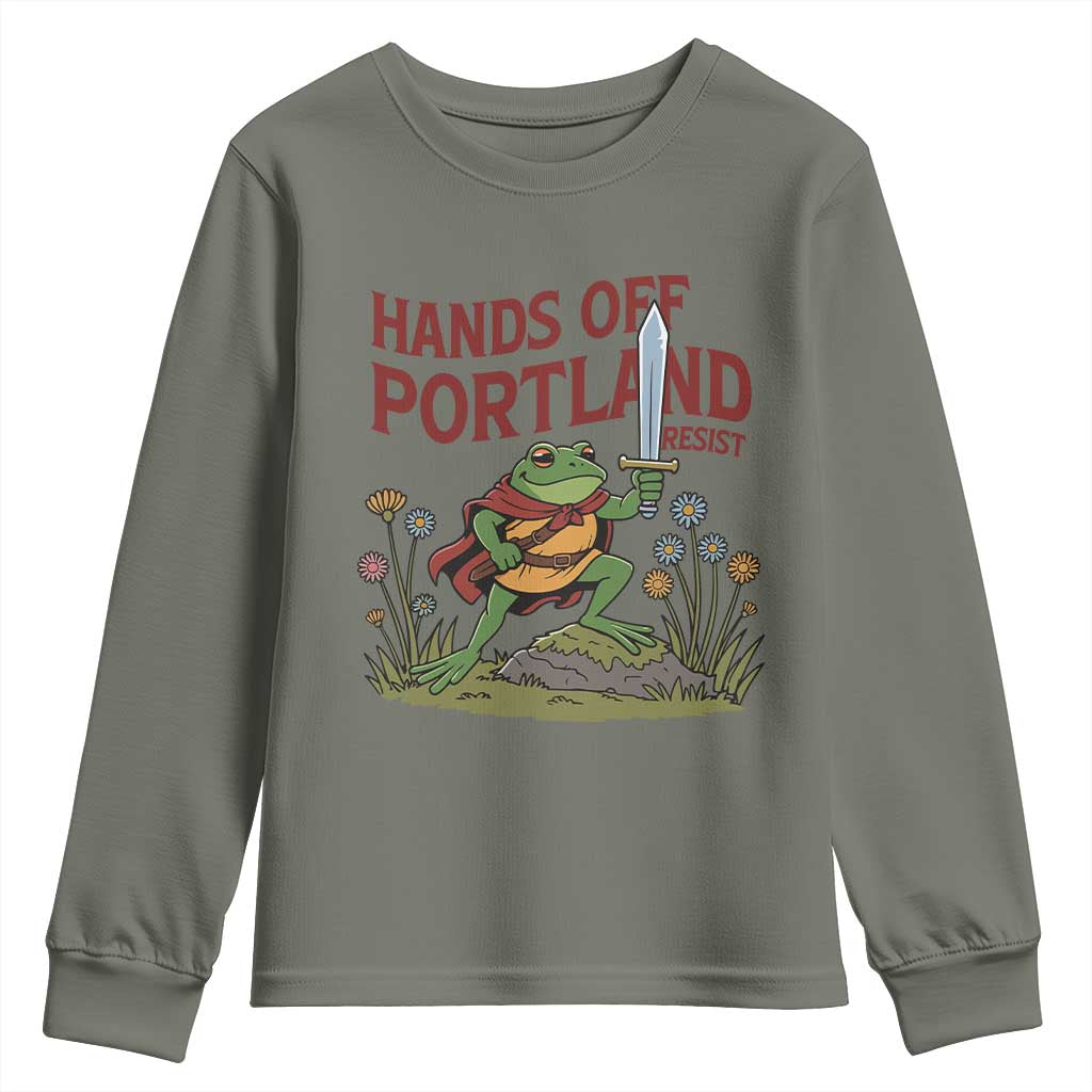 Hands Off Portland Sword Frog Youth Sweatshirt Freedom Fighters Hero Resist - Wonder Print Shop
