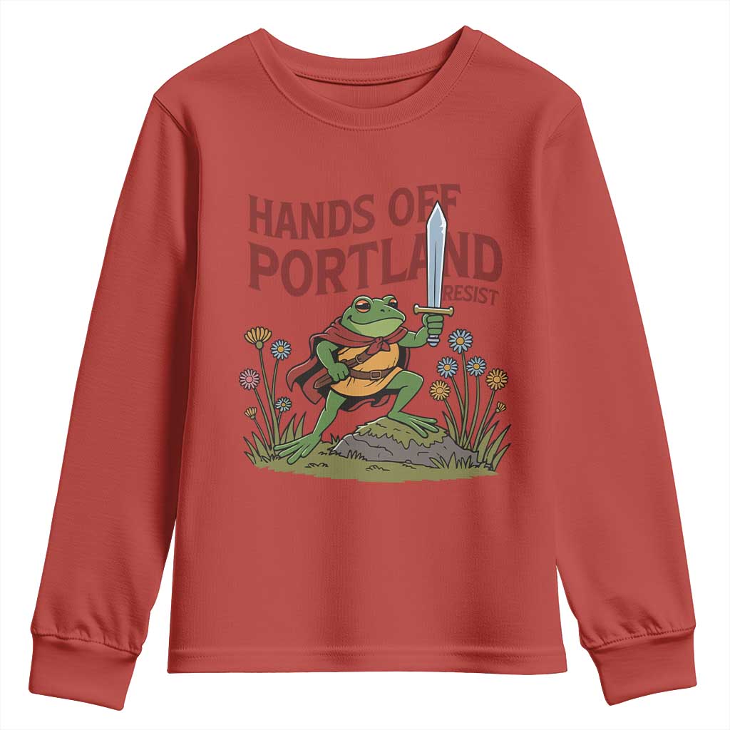 Hands Off Portland Sword Frog Youth Sweatshirt Freedom Fighters Hero Resist - Wonder Print Shop