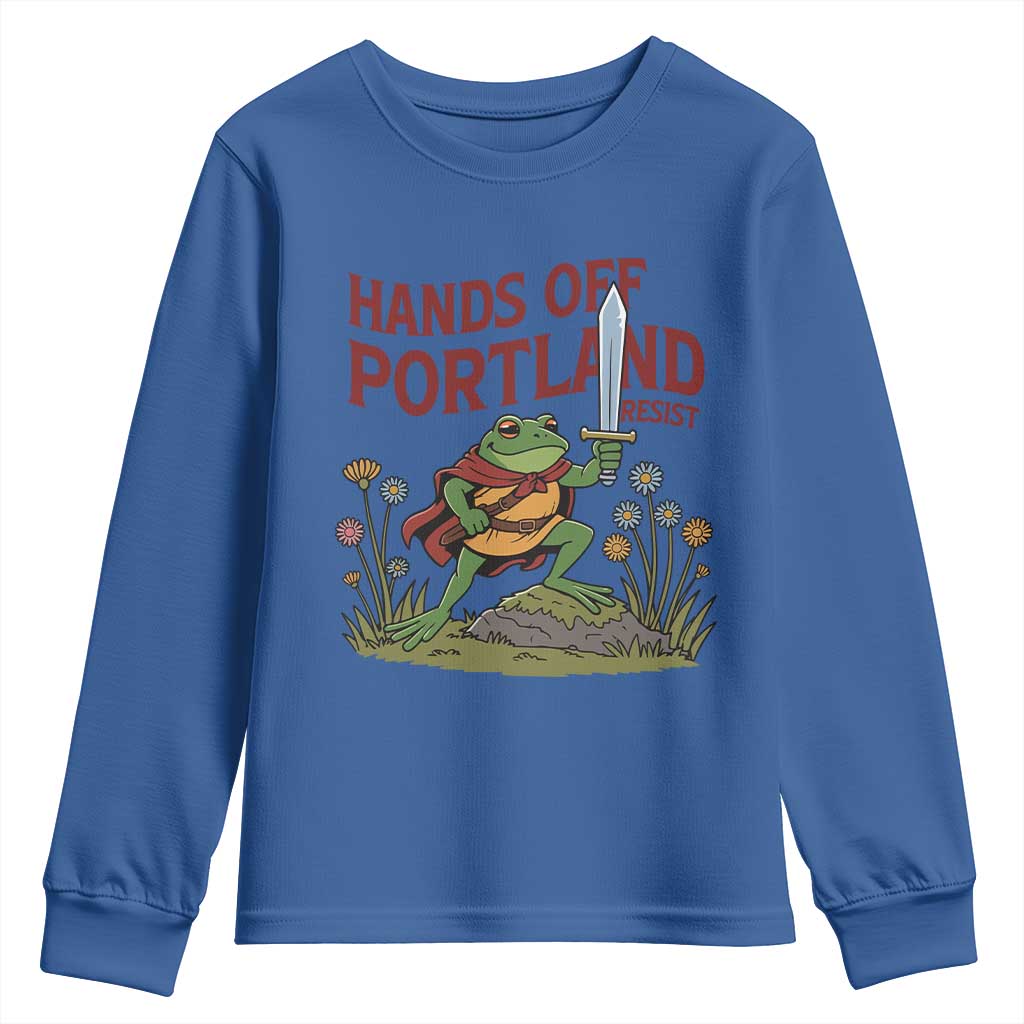 Hands Off Portland Sword Frog Youth Sweatshirt Freedom Fighters Hero Resist - Wonder Print Shop