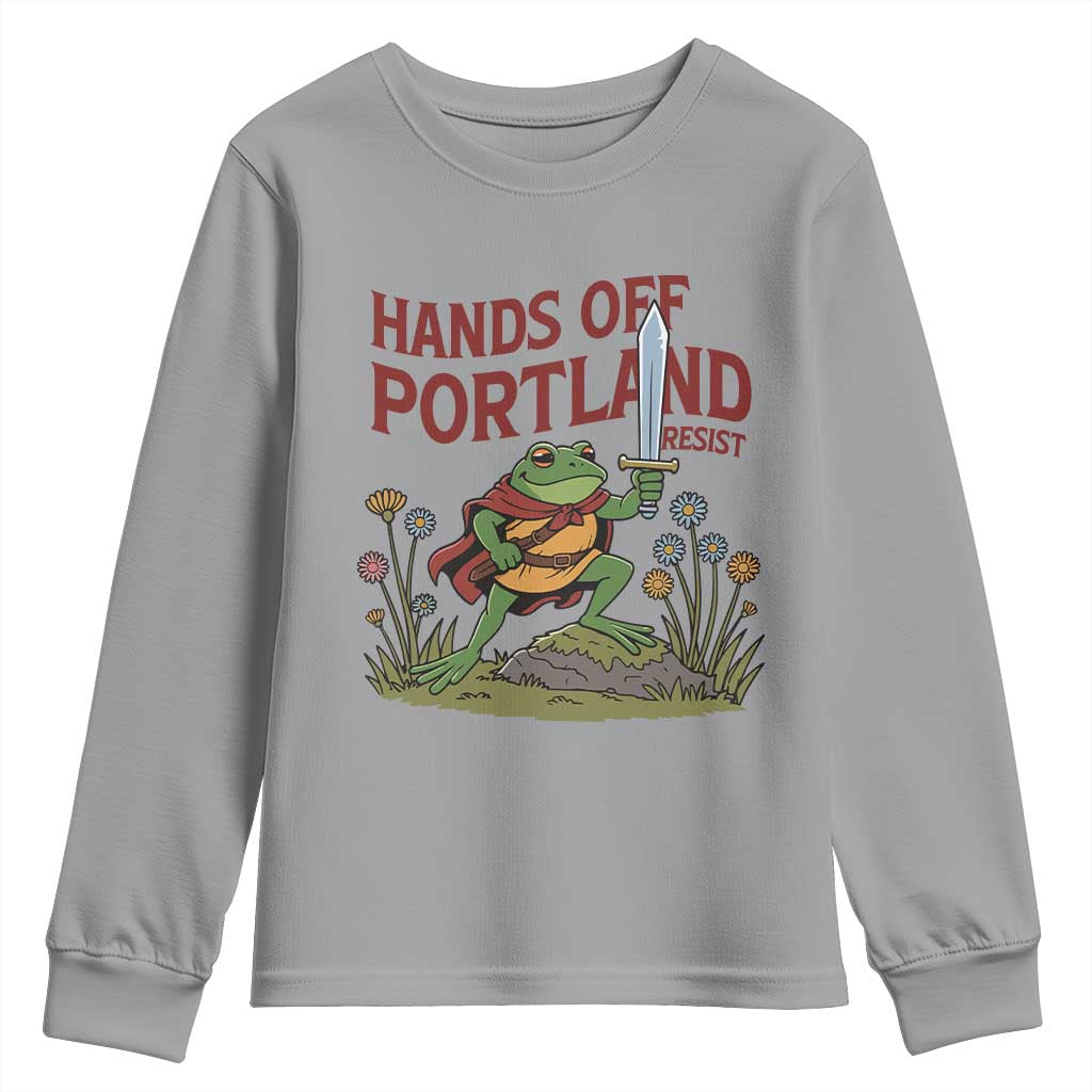 Hands Off Portland Sword Frog Youth Sweatshirt Freedom Fighters Hero Resist - Wonder Print Shop
