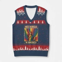 No Kings in America Pride V-Neck Knit Sweater Vest Rainbow Statue of Liberty Protest - Wonder Print Shop