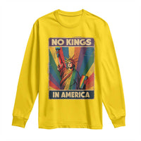 No Kings in America Pride Long Sleeve Shirt Rainbow Statue of Liberty Protest - Wonder Print Shop