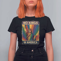 No Kings in America Pride T Shirt For Women Rainbow Statue of Liberty Protest - Wonder Print Shop