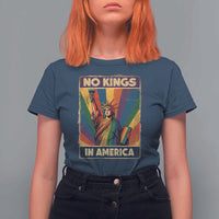 No Kings in America Pride T Shirt For Women Rainbow Statue of Liberty Protest - Wonder Print Shop