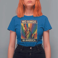No Kings in America Pride T Shirt For Women Rainbow Statue of Liberty Protest - Wonder Print Shop