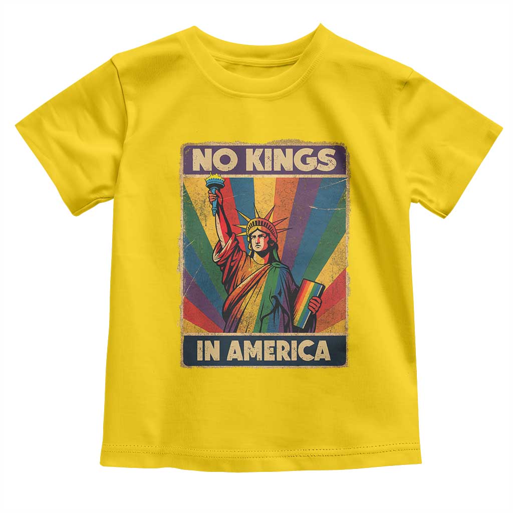 No Kings in America Pride Toddler T Shirt Rainbow Statue of Liberty Protest - Wonder Print Shop