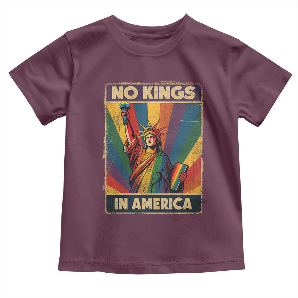 No Kings in America Pride Toddler T Shirt Rainbow Statue of Liberty Protest - Wonder Print Shop