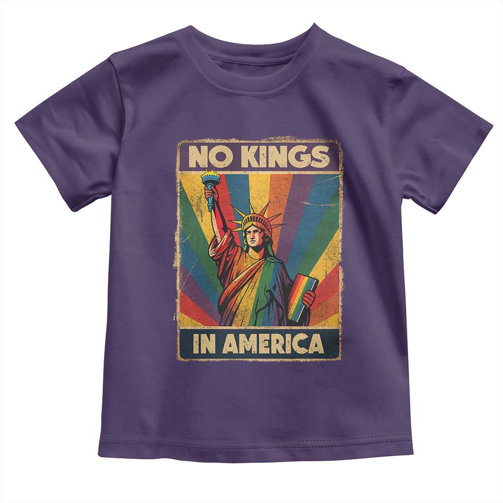 No Kings in America Pride Toddler T Shirt Rainbow Statue of Liberty Protest - Wonder Print Shop