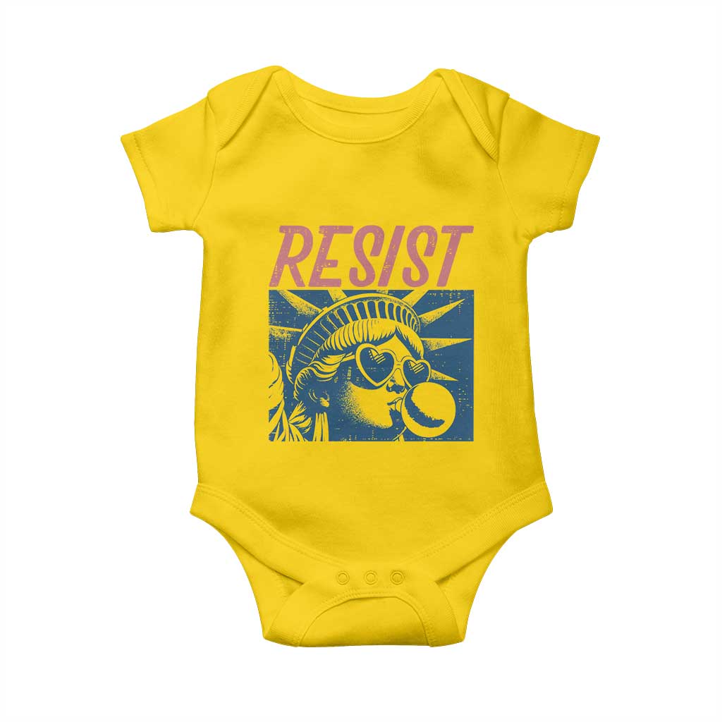 Liberty Resist Baby Onesie Feminist Bubblegum Statue of Liberty Retro Graphic - Wonder Print Shop