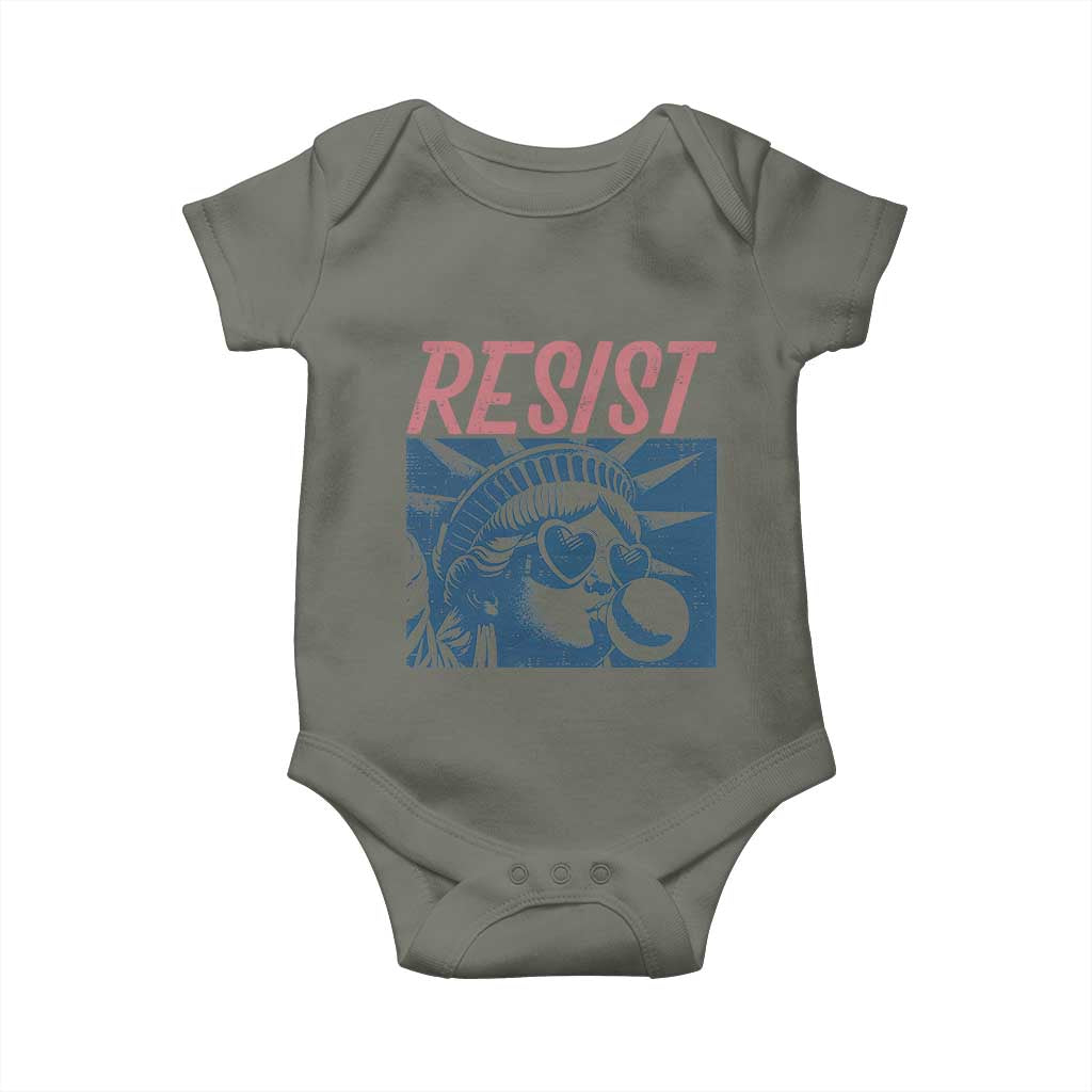 Liberty Resist Baby Onesie Feminist Bubblegum Statue of Liberty Retro Graphic - Wonder Print Shop