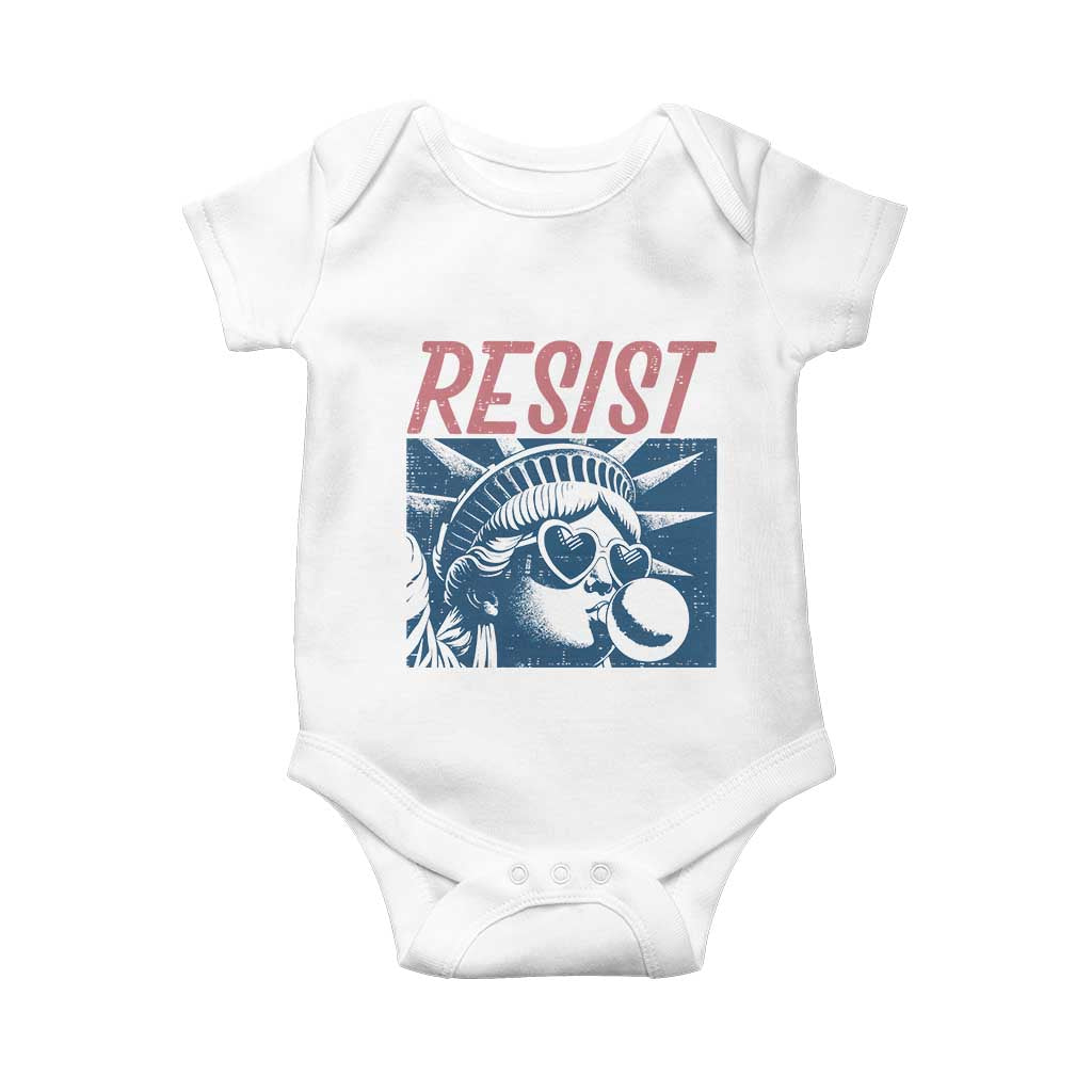 Liberty Resist Baby Onesie Feminist Bubblegum Statue of Liberty Retro Graphic - Wonder Print Shop