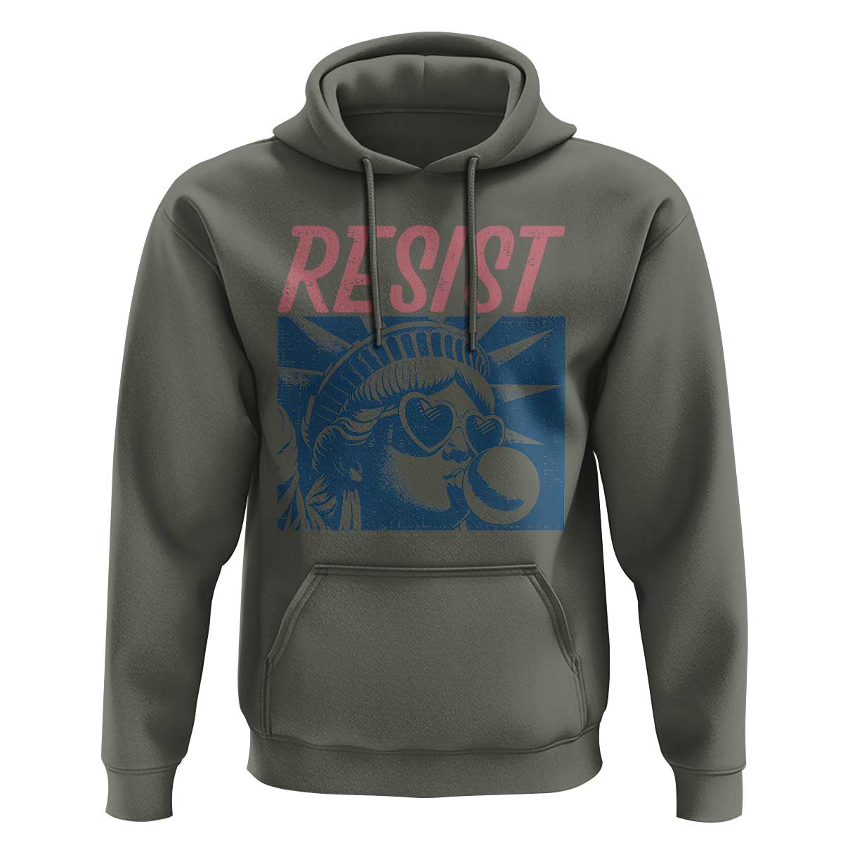 Liberty Resist Hoodie Feminist Bubblegum Statue of Liberty Retro Graphic - Wonder Print Shop
