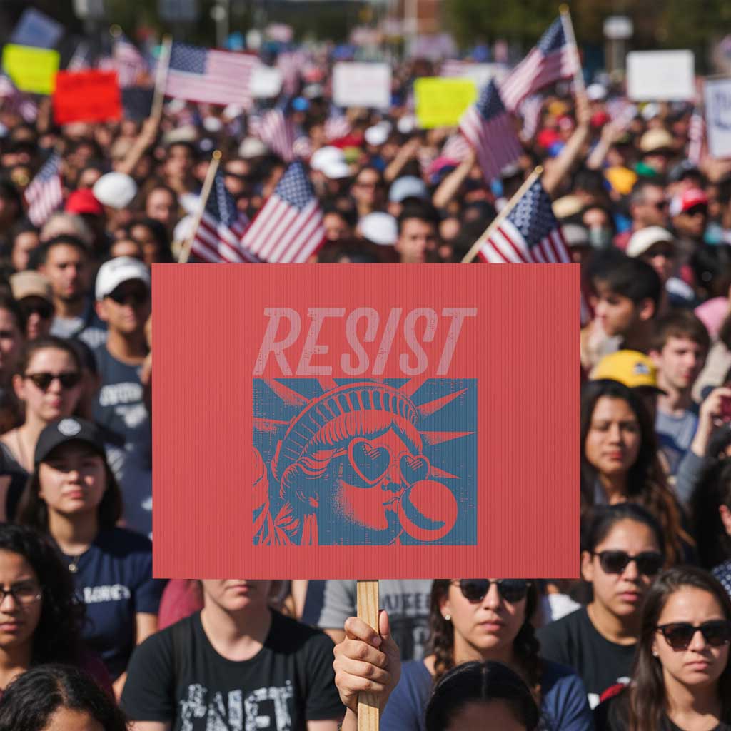 Liberty Resist Protest Sign Feminist Bubblegum Statue of Liberty Retro Graphic - Wonder Print Shop