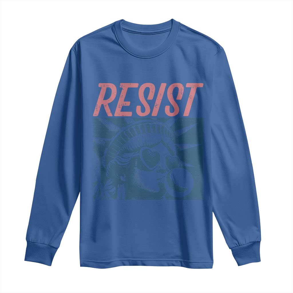 Liberty Resist Long Sleeve Shirt Feminist Bubblegum Statue of Liberty Retro Graphic - Wonder Print Shop