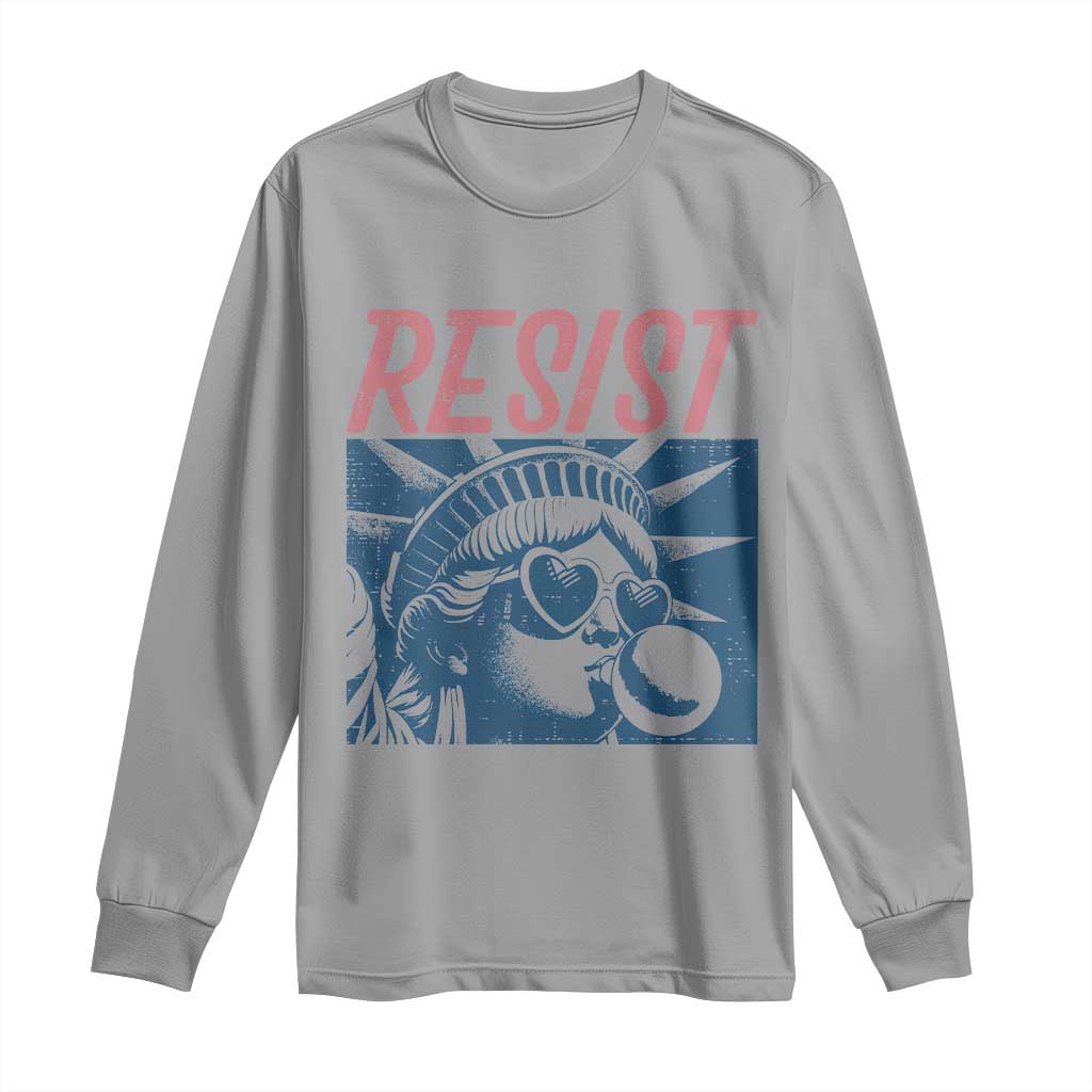 Liberty Resist Long Sleeve Shirt Feminist Bubblegum Statue of Liberty Retro Graphic - Wonder Print Shop
