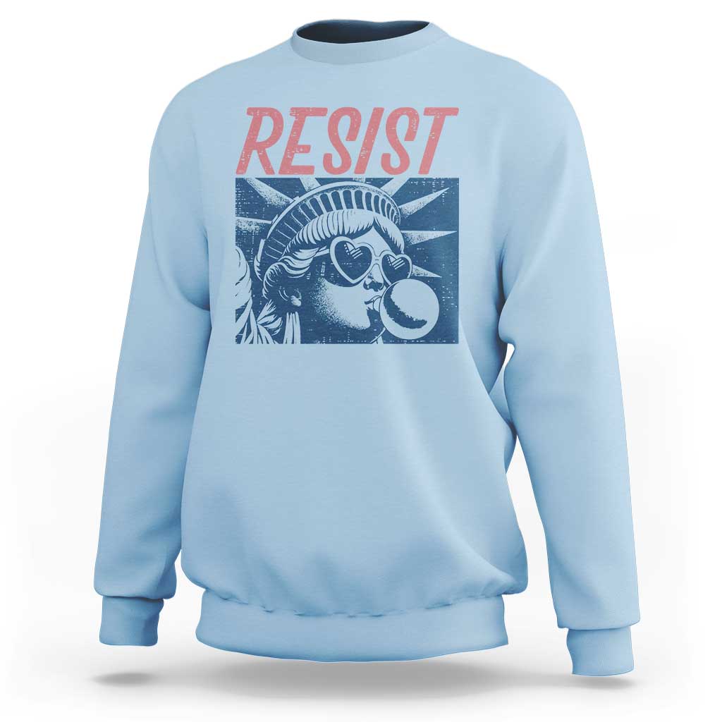Liberty Resist Sweatshirt Feminist Bubblegum Statue of Liberty Retro Graphic - Wonder Print Shop